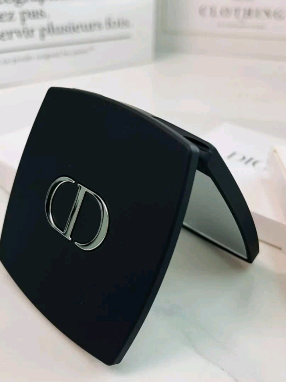 Dior Matte Black Compact  with Silver CD Logo - Picture 3 of 3